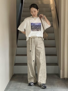「EMOELLE（エモエレ）のアイテム」を使った、MATSUMURAさん（レディース・159cm）の夏コーディネート
