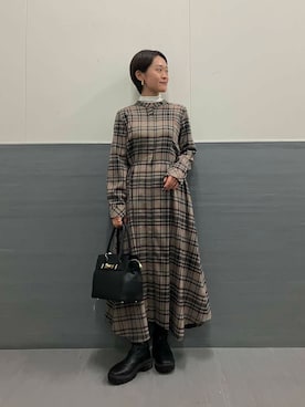 「アイテム（シャツワンピース）」を使った、オナカさん（レディース・153cm）の秋コーディネート