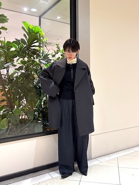 「アイテム（チェスターコート）」を使った、オナカさん（レディース・153cm）の秋コーディネート