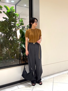 「RODE SKO(ロデスコ)のhun RODESKO Dual shoulder(ショルダーバッグ、ブラック系)」を使った、オナカさん(レディース・153cm)の夏コーディネート