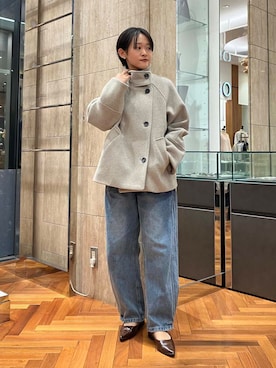 「アイテム（ピーコート）」を使った、オナカさん（レディース・153cm）の秋コーディネート