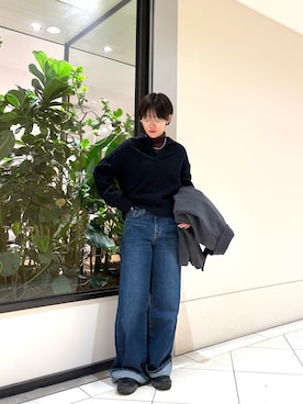 「アイテム（ピーコート）」を使った、オナカさん（レディース・153cm）の秋コーディネート