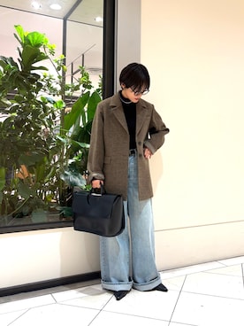 「アイテム（その他アウター、グリーン系）」を使った、オナカさん（レディース・153cm）の秋コーディネート