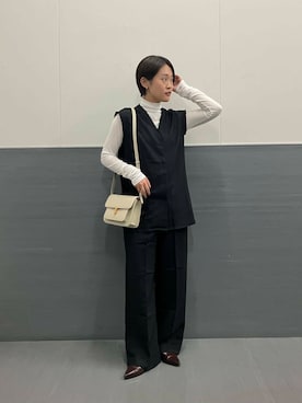 「低身長」｜「アイテム（サロペット/オーバーオール）」を使った、オナカさん（レディース・153cm）の秋コーディネート