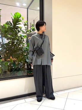 「秋のシャツ着こなし術」｜オナカさん（レディース・153cm）の秋コーディネート