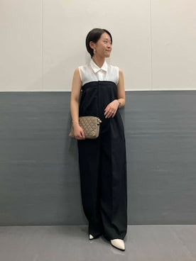 「低身長」｜「アイテム（サロペット/オーバーオール）」を使った、オナカさん（レディース・153cm）の夏コーディネート