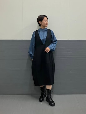 「URBAN RESEARCH ROSSO WOMEN（アーバンリサーチ　ロッソ）のアイテム（ジャンパースカート）」を使った、オナカさん（レディース・153cm）の秋コーディネート