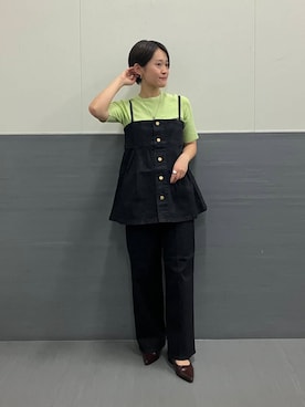 「アイテム（セットアップ、ブラック系）」を使った、オナカさん（レディース・153cm）の秋コーディネート