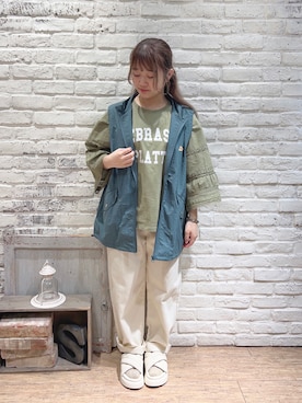 「ホワイトデニム」｜「アイテム（ブルゾン）」を使った、ことり🐥さん（レディース・147cm）の夏コーディネート