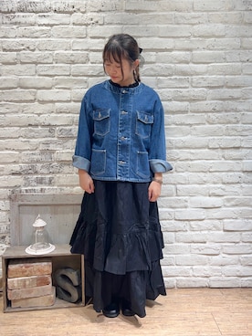 「秋先取りコーデ」｜「アイテム（デニムジャケット）」を使った、ことり🐥さん（レディース・147cm）の秋コーディネート