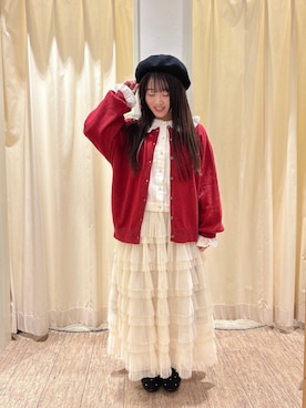 「ティアードスカート」｜「アイテム（ハンチング/ベレー帽）」を使った、ことり🐥さん（レディース・147cm）の秋コーディネート