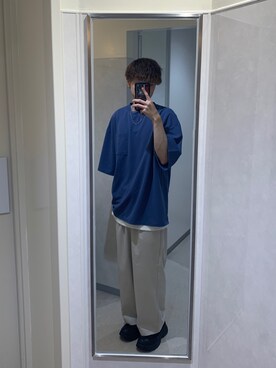 「ETELIO（エテリオ）の【2点セット】梨地ポケット付きクルービッグTシャツ＆ロングタンクトップアンサンブルセット（Tシャツ/カットソー）」を使った、taichiさん（メンズ・176cm）の夏コーディネート