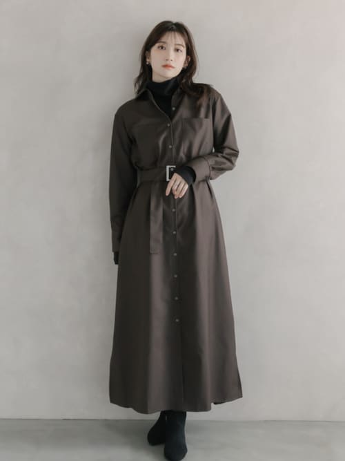 セール】高身長 シャツフレアマキシワンピース（トールサイズ