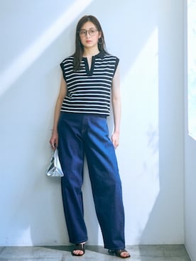 高身長 カーブデニムパンツ 丈長め・トールサイズ Essenave 通販