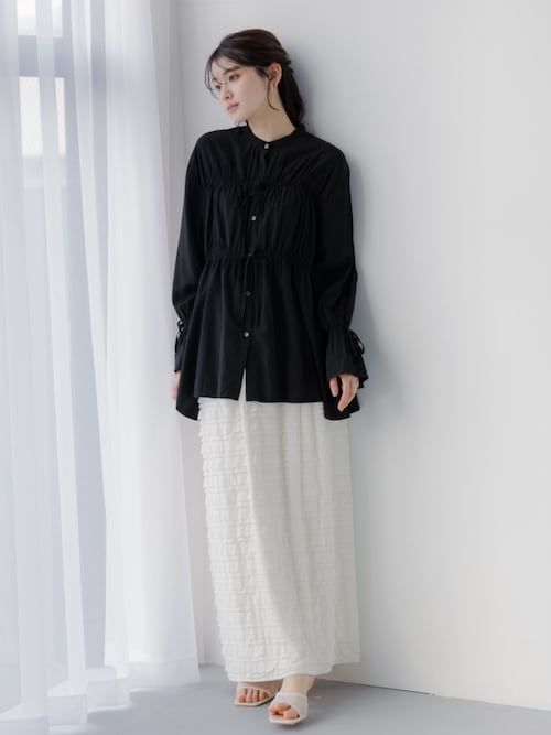 高身長　ギャザーリボンブラウス（トールサイズ）fifiean ニッセン nissen 高身長 ギャザーリボンブラウス（トールサイズ）fifiean