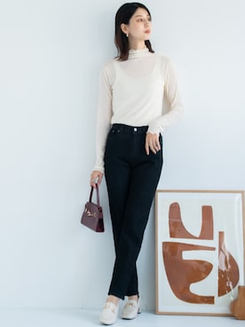 「アイテム（パンツ）」を使った、nissen Tall Modelsさん（レディース・176cm）の秋コーディネート