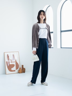 「アイテム（パンツ）」を使った、nissen Tall Modelsさん（レディース・176cm）の秋コーディネート