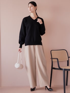 「アイテム（パンツ）」を使った、nissen Tall Modelsさん（レディース・176cm）の秋コーディネート