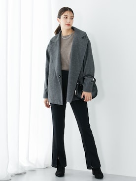 「レギュラー」｜「アイテム（チェスターコート）」を使った、nissen Tall Modelsさん（レディース・173cm）の秋コーディネート