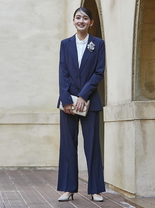 高身長 【レディーススーツ】 洗えるワイドパンツスーツ(ジャケット+