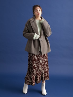 「レギュラー」｜「アイテム（チェスターコート）」を使った、nissen Tall Modelsさん（レディース・173cm）の秋コーディネート