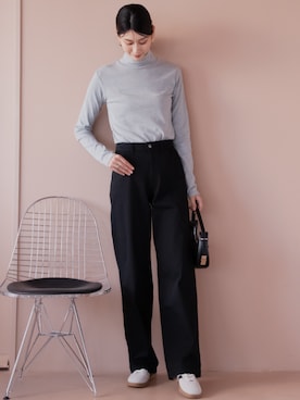 「アイテム（パンツ）」を使った、nissen Tall Modelsさん（レディース・176cm）の秋コーディネート