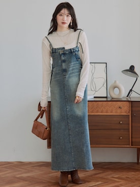 「アイテム（ワンピース/ドレス、ブルー系）」を使った、nissen Tall Modelsさん（レディース・174cm）の秋コーディネート