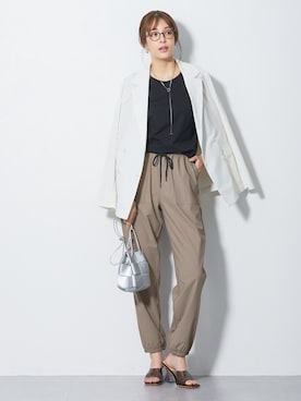 「nissen（ニッセン）の高身長　シアーオーバーサイズテーラードジャケット（トールサイズ）（ジャケット/アウター、ホワイト系）」を使った、nissen Tall Modelsさん（レディース・173cm）の春コーディネート