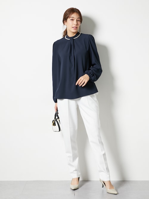 セール】高身長 バックサテンジョーゼットブラウス（トールサイズ