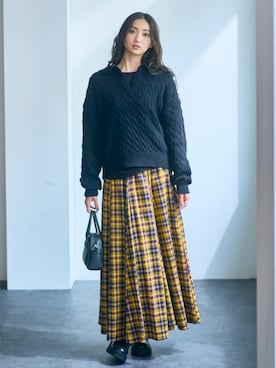 ニット セーター 高身長　スキッパー衿ケーブル編ニットプルオーバー（トールサイズ）Essenave レディース 高身長 スキッパー衿ケーブル編ニットプルオーバー（トール