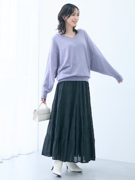 「アイテム（スカート）」を使った、nissen Tall Modelsさん（レディース・176cm）の秋コーディネート