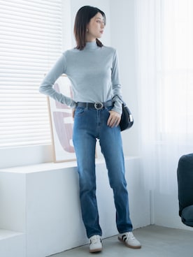 「アイテム（パンツ）」を使った、nissen Tall Modelsさん（レディース・176cm）の秋コーディネート