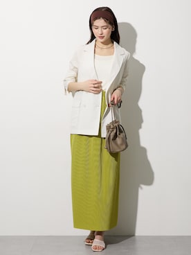 「nissen（ニッセン）の高身長　シアーオーバーサイズテーラードジャケット（トールサイズ）（ジャケット/アウター、ホワイト系）」を使った、nissen Tall Modelsさん（レディース・173cm）の春コーディネート