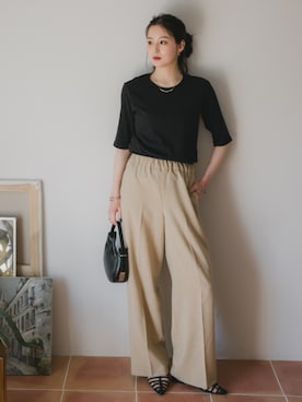 「アイテム（Tシャツ/カットソー）」を使った、nissen Tall Modelsさん（レディース・170cm）の夏コーディネート