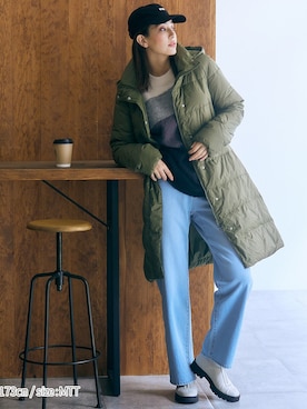 「レギュラー」｜「アイテム（ダウンジャケット/コート）」を使った、nissen Tall Modelsさん（レディース・173cm）の秋コーディネート