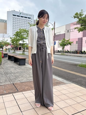 「MICO COULIER（ミコクリエ）のアイテム（つなぎ/オールインワン）」を使った、higuchiさん（レディース・162cm）の夏コーディネート