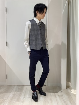 「アイテム（ベスト）」を使った、TOKYO SHIRTS OUTLET 北九州アウトレット店さん（メンズ・172cm）の秋コーディネート