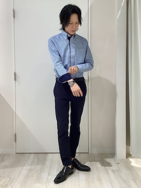 「アイテム（ビジネスシャツ）」を使った、TOKYO SHIRTS OUTLET 北九州アウトレット店さん（メンズ・172cm）の秋コーディネート
