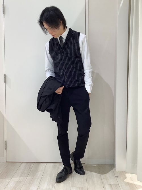 ベスト ジレ 「東京シャツ×gim(R)」前身布帛ラペルメンズニットジレ