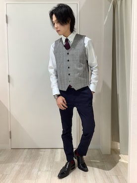 「アイテム（ビジネスシャツ）」を使った、TOKYO SHIRTS OUTLET 北九州アウトレット店さん（メンズ・172cm）の秋コーディネート