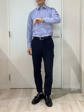 「アイテム（ビジネスシャツ）」を使った、TOKYO SHIRTS OUTLET 北九州アウトレット店さん（メンズ・170cm）の夏コーディネート