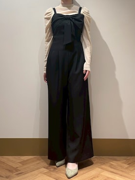 「31 Sons de mode（トランテアン　ソン　ドゥ　モード）のシアーラメトップス（Tシャツ/カットソー、ブラック系）」を使った、モユク札幌店さん（レディース・159cm）の春コーディネート