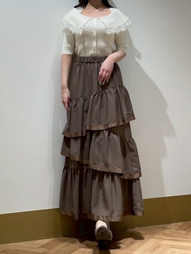 「31 Sons de mode（トランテアン　ソン　ドゥ　モード）の2026春夏新作 アシメティアードスカート（スカート、ブラウン系）」を使った、モユク札幌店さん（レディース・159cm）の春コーディネート