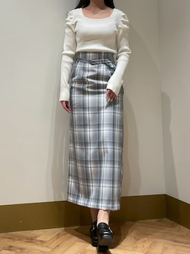 「31 Sons de mode（トランテアン　ソン　ドゥ　モード）の2026春夏新作 スカーフ付きスクエアニット（ニット/セーター、ホワイト系）」を使った、モユク札幌店さん（レディース・159cm）の春コーディネート