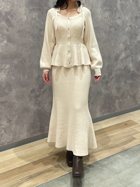 「アイテム（セットアップ）」を使った、モユク札幌店さん（レディース・159cm）の冬コーディネート