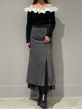 「レーススカート」｜モユク札幌店さん（レディース・158cm）の秋コーディネート