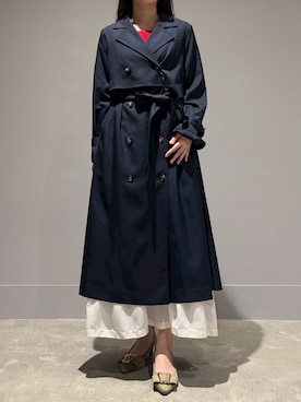 「31 Sons de mode（トランテアン　ソン　ドゥ　モード）の2026春夏新作 トレンチコート（トレンチコート、ブルー系）」を使った、モユク札幌店さん（レディース・159cm）の春コーディネート