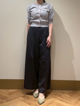 「31 Sons de mode（トランテアン　ソン　ドゥ　モード）の2026春夏新作 センタープレスセミワイドパンツ（その他パンツ、ブルー系）」を使った、モユク札幌店さん（レディース・159cm）の春コーディネート