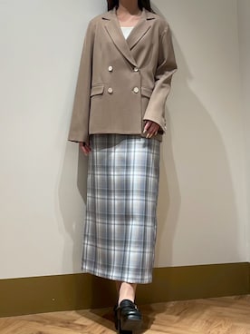 「31 Sons de mode（トランテアン　ソン　ドゥ　モード）の2026春夏新作 スプリングテーラードジャケット（テーラードジャケット、ブラウン系）」を使った、モユク札幌店さん（レディース・159cm）の春コーディネート