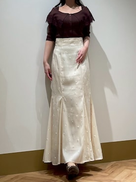 「31 Sons de mode（トランテアン　ソン　ドゥ　モード）の2026春夏新作 刺繍マーメイドスカート（スカート、イエロー系）」を使った、モユク札幌店さん（レディース・159cm）の春コーディネート